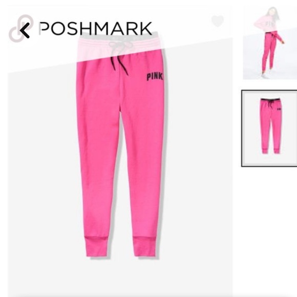 HTF VS PINK HIGH WAIST PINK LOGO SKINNY JOGGERS - Picture 2 of 3
